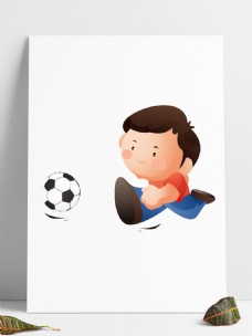 爱踢足球的小男孩