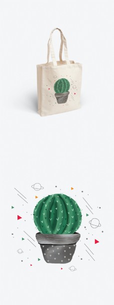 原创绿植帆布袋手绘装饰包装