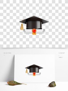 毕业季学士帽毕业证书元素设计