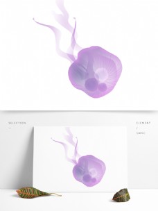 紫色梦幻水母元素卡通设计