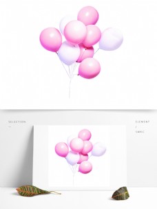 浪漫粉白色气球装饰元素