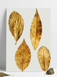 金色黄金树叶图案元素