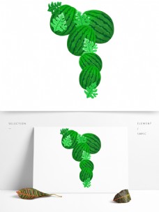 绿色水果西瓜插画