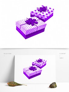 简约紫色礼盒装饰元素
