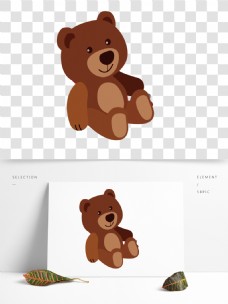 小清新卡通棕色玩具熊插画