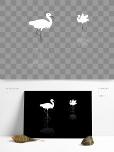 手绘白鹤设计元素