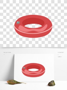 红色圆形游泳圈装饰