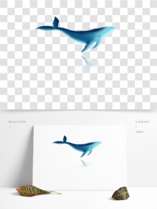 海洋鱼手绘海洋鲸鱼倒影设计元素