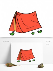 手绘卡通帐篷野外露营
