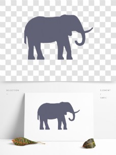 简约大象剪影装饰素材