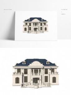 经典法式两层半别墅模型