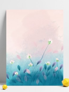 植物风景原创手绘插画风花朵植物小清新背景素材