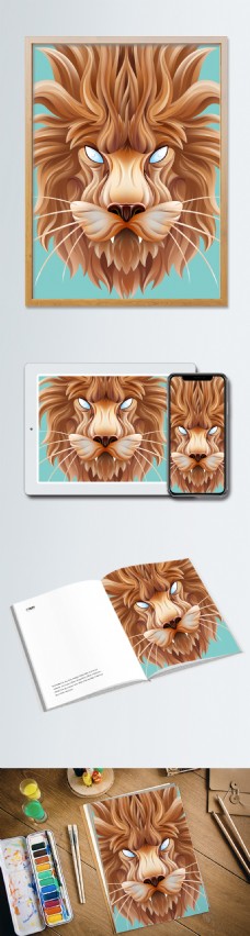 趋势立纸塑雕（插画）狮子