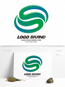 标志设计创意大气绿色字母S公司标志LOGO设计