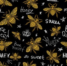 四方连续底纹蜜蜂刺绣图案