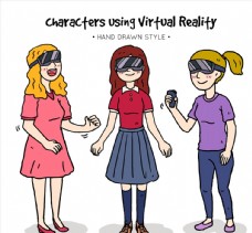 3款彩绘戴VR头显的女子
