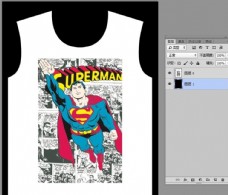 超人漫画风格T恤服装印花图案设