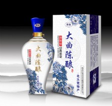 牡丹青花瓷酒盒