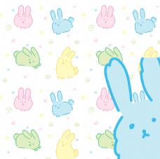 儿童卡通兔子彩色平铺图