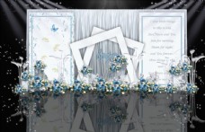 蓝白色系婚礼迎宾区效果图