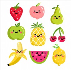 卡通菠萝卡通水果集合