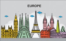 出国旅游海报欧洲地标