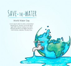 画册设计彩绘世界水日地球贺卡矢量素材
