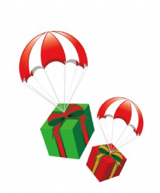 礼物盒节日背景降落伞礼物盒